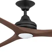 ThreeSixty 152cm 3 Blade AC Black/Walnut Spitfire Ceiling Fan With Light