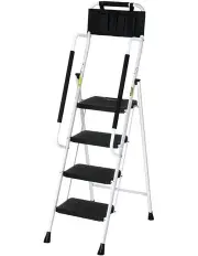 [Giantz] 4 Step Folding Multi-Purpose Steel Platform Ladder in Black