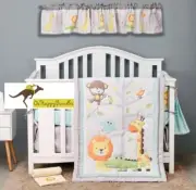New Baby Boys 6 Pieces Jungle Animal Nursery Bedding Crib Cot Sets