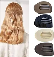 TJHypenete 4Pcs Flat Hair Clips for Women, Round Flat Hair Claw Clips, Strong Hold Lay Down Hair Barrettes for Thick Thin Hair, French Duck Billed Hair Claw Clamps, Matte Large Alligator Hair Clips