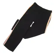 NWT Eileen Fisher Straight Pants in Black Side Stripe Silk Georgette Crepe 8P