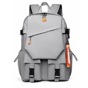 Men's Backpack Functional Backpack School Daily PVC Adjustable Large Capacity Waterproof Zipper Black Gray