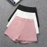 在飛比找momo購物網優惠-【SAS】韓版寬鬆顯瘦高腰西裝闊腿短褲(2色可選 短褲 西裝