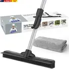 Pet Hair Removal Rubber Broom with Built in Squeegee, 3 in 1 Floor Brush for Car