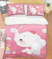 3D White Elephant ZHUA416 Bed Pillowcases Quilt Duvet Cover Set Queen King Zoe