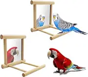 HUIRUMM 2 Pack Bird Parrot Cage Mirror Toys,Parrot Hanging Swing with Mirror,Bird Mirror, Bird Swing Parrot Cage Toys Swing Hanging Play with Mirror for Parakeet Cockatoo Cockatiel Conure
