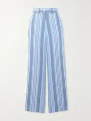 [SEE BY CHLOÉ] SEE BY CHLOÉ - Striped Cotton And Linen-blend Straight-leg Pants - Light blue - FR 38 FR 38 Blue