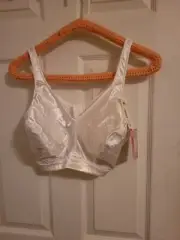 Playtex Body Language vtg Bra White SZ 46DD soft silky soft cup wide straps