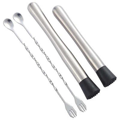 10Inch &8Inch 304 Stainless Steel Cocktail Muddler with 2 Mixing Spoon, for7897