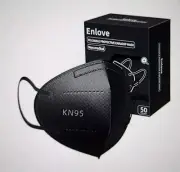 Enlove KN95 Face Masks Black 50 Pack, 5-Layer Filter Face Mask