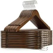 Vintage Wooden Coat Hangers 20 Pack Walunt Wood Suit Hangers with Non Slip Pa...