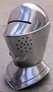 VIKING WARRIOR BATTLE HELMET WITH FACE WISER AND NECK ARMOR IN STEEL FINISH.