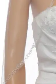 1T 1 Layer Wavy Crystal Beaded Edge Veil For Bridal Shower Wedding Party