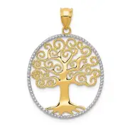 14k w/Rhodium Filigree Tree of Life Pendant Bracelet Necklace