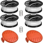 4 Trimmer Line Spool and 2 Spool Cover Replacement Kit for Black & Decker ST6600 ST7000 ST7200 ST4525 ST7500 ST7700 STC1820/PC with 2 Spool Spring, Part NO.AF-100-3ZP