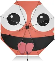 [PDZRMY] UV Protection Travel Umbrella Funny Face Big Eyes Compact for Rain and Sun - Auto Open and Close UPF 50+ Windproof Portable 46” Sun Umbrella for Women and Men