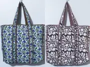 2 Pcs Cotton Quilted Women's Tote Hand Bag Indian Multi Block Printed Hand Bags