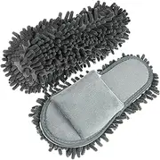 [Baluue] 1Pair Unisex Mopping Slippers Portable Washable House Slippers with Slip Resistant Design for Daily Cleaning and Comfortable Wear Suitable for Feet Grey Color