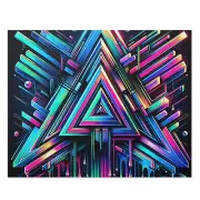 Puzzle 500-Piece Neon Triangle Art Chrome Gradient Modern