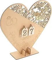 LIFKICH Heart Shaped Wedding Countdown Calendar DIY Rustic Advent Calendar for Wedding Unique Centerpiece with Interchangeable Numbers