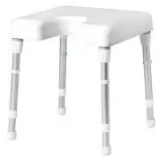 Rebotec Monaco Shower Stool with Front Hygiene Opening, White Bath Bathroom Seat