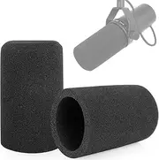 ChromLives Windscreen for SM7B, 2Pack Microphone Pop Filter Foam Cover Compatible with Shure SM7B, Mic Cover Replacement for Noise Reduction By, Black