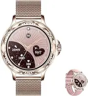 Aliwisdom Smart Watch for Women, 1.2" Round HD Screen Smartwatch waterproof Fitness Tracker Sport Watch with Bluetooth calls and texts and Whatswapp Reminder for iPhone Android (Rose Gold)