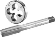 Burkit M12 X 1.25 Tap and Die Set Right Hand, x M12x1.25, Silver