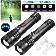 25000000 Lumen Super Bright LED Tactical Flashlight Torch Rechargeable Worklight