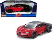 Bugatti Chiron Sport "16" Red and Black 1/18 Diecast Model Car by Bburago