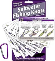 Saltwater Fishing Knot Cards - Waterproof Pocket Guide to 15 Big Game Fishing Knots | Includes Portable Book of Inshore and Deep Sea Knots and a Mini Carabiner