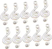[SHERCHPRY] 10 pcs Music Symbol Pendant bracelet charms for jewelry making music notes charms for bracelet music charms silver bangle music notes charms for DIY necklace Fashion decorate alloy