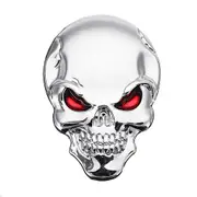 2Pcs 3D Demon Skull Metal Stickers Bone Emblem Badge Decals For Car Motor Truck Silver