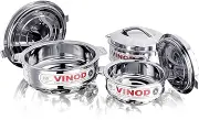 Vinod 3-Piece Insulated Casserole Food Warmer/Cooler Hot Pot Gift Set, 1000mL+1500mL+2500mL, Stainless Steel