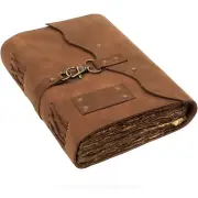Vintage Deckle Edge Leather Diary, 200 Pages, Unruled, Handmade Paper, 7*5INCH