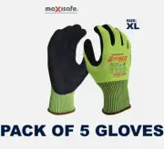 Pack 5 Maxisafe G-Force Ultra C5 HiVis Cut Resistant Synthetic Gloves - XL Size