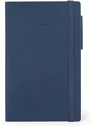Legami - White Pages Medium Notebook 192 Pages Soft PU Cover FSC Certified Paper Ivory 90gsm Paper Monthly Planner Address Book Bookmark 13x21cm