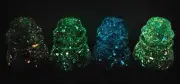 Vintage Hemingray 42 Glass Insulators W Glow In The Dark Stars Set of Four WOW
