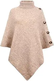 [HEYDHSDC] Korean Style Poncho Autumn Shawl Cloak Sweater Coat Solid Color High Neck Knitted Cardigan