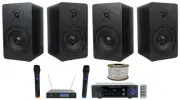 Rockville BLUAMP 150 Amplifier/Karaoke System w/(4) 5.25" Speakers+Wireless Mics