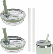 2 Pack 40 oz Tumbler Flip Straw Lid Replacement for Stanley Cup, Reusable Cover, Resistant Travel Spill Proof Splash Resistant Tumbler Lids (Green)