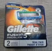 Gillette Fusion 5 ProGlide Trial Pack Men's Razor Blade Refills 2 Count Sealed