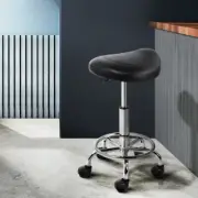 2 PCS Saddle Salon Stool Swivel Barber Chair Adjustable Height Gas Lift Lever