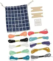1Set Paper Weaving Cards with Weaving Shuttles Portable DIY Weaving Tools for Crafting Includes Storage Bag and Colors of Embroidery Thread