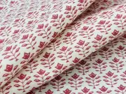 Alamwar Hand Block Floral Design Print Fabric- Provence Blush on Shell 2.65 yds