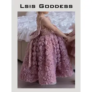 Lsis goddess意大利女童24新款洋氣玫瑰花仙子氣質周歲禮服公主裙