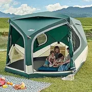 [DMH OUTDOORS] Camping Tent, 4 Person Hub Tents for Camping, Instant Pop Up Tent with Easy 60 Second Setup for Family Camping, 2 D-Shaped Doors & 4 Mesh Windows, Spacious Interior, Upgraded Ventilation