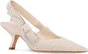 [Coutgo] Womens Slingback Kitten Heels Closed Pointed Toe Bowknot Knitted Slip On Work Pumps Dress Shoes