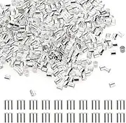 500 Pcs Crimp Beads Brass Crimp Tubes Crimping Beads Jewelry Crimp Bead Stopper Loose Spacer Beads Cord Ends for Earring Necklace Pendant Jewelry Making (Silver)