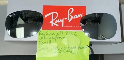 Ray Ban RB2132 New Wayfarer 55mm Silver Mirror Lens G-15 Glass Non Polarized